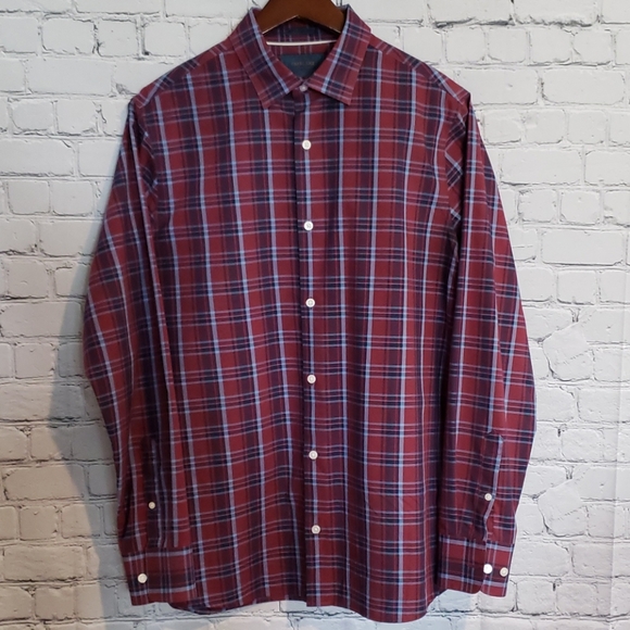Fairlane 24/7 Medium Men's burgundy plaid shirt - Picture 1 of 3